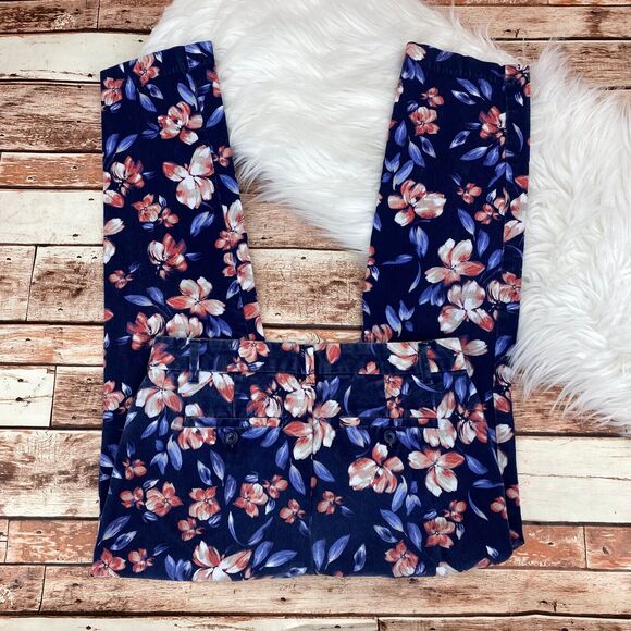 Khakis By Gap Women's Slim City Floral Print Crop Chino Pants Size 0 Blue Pink - Picture 7 of 7